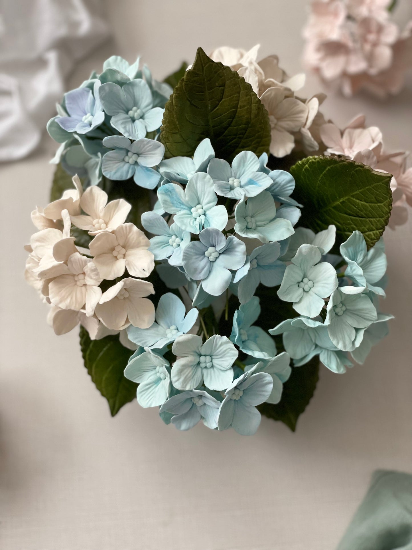 Light Blue Hydrangea Inflorescence Sugar Flower
