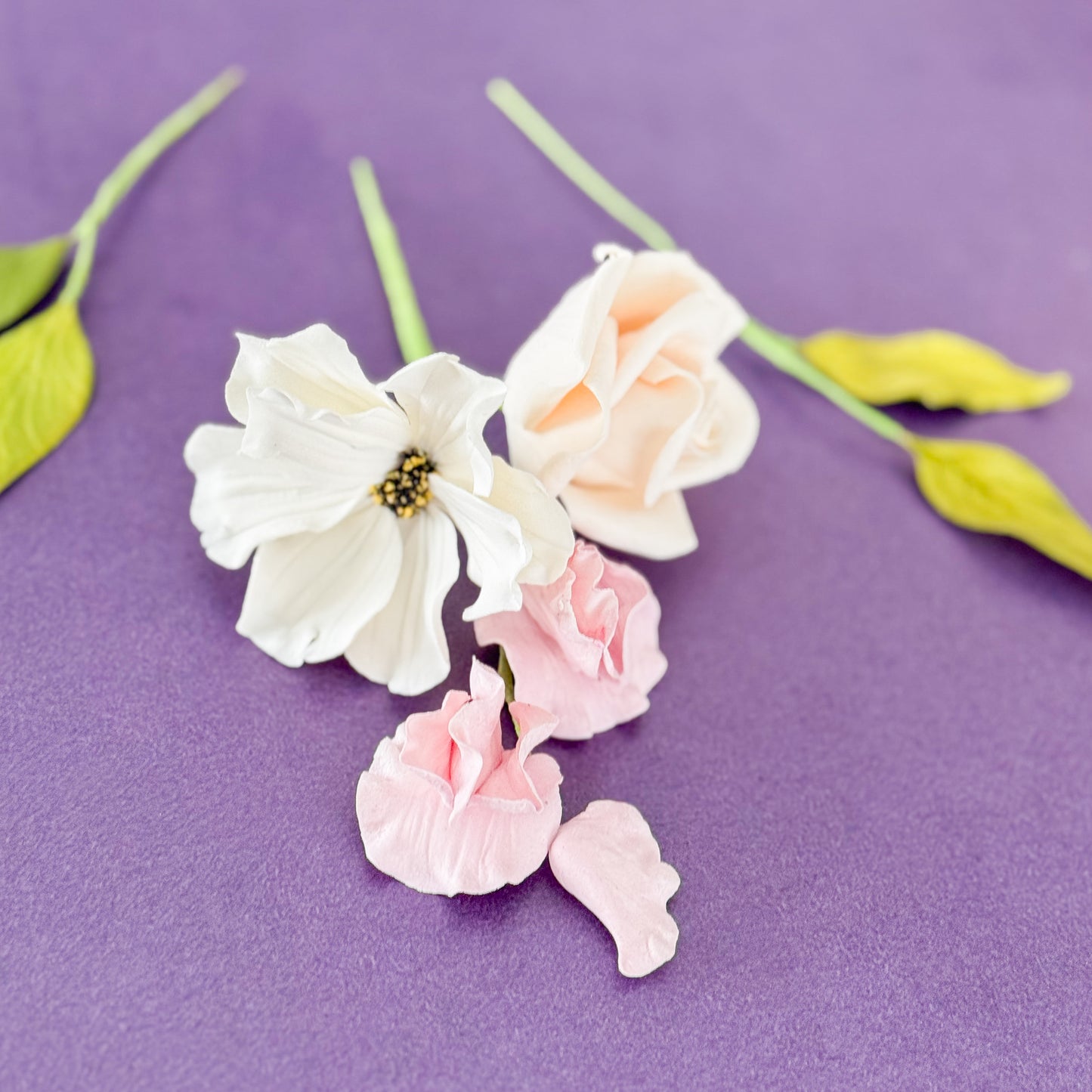 Cosmos + Rose Floral Cake Topper