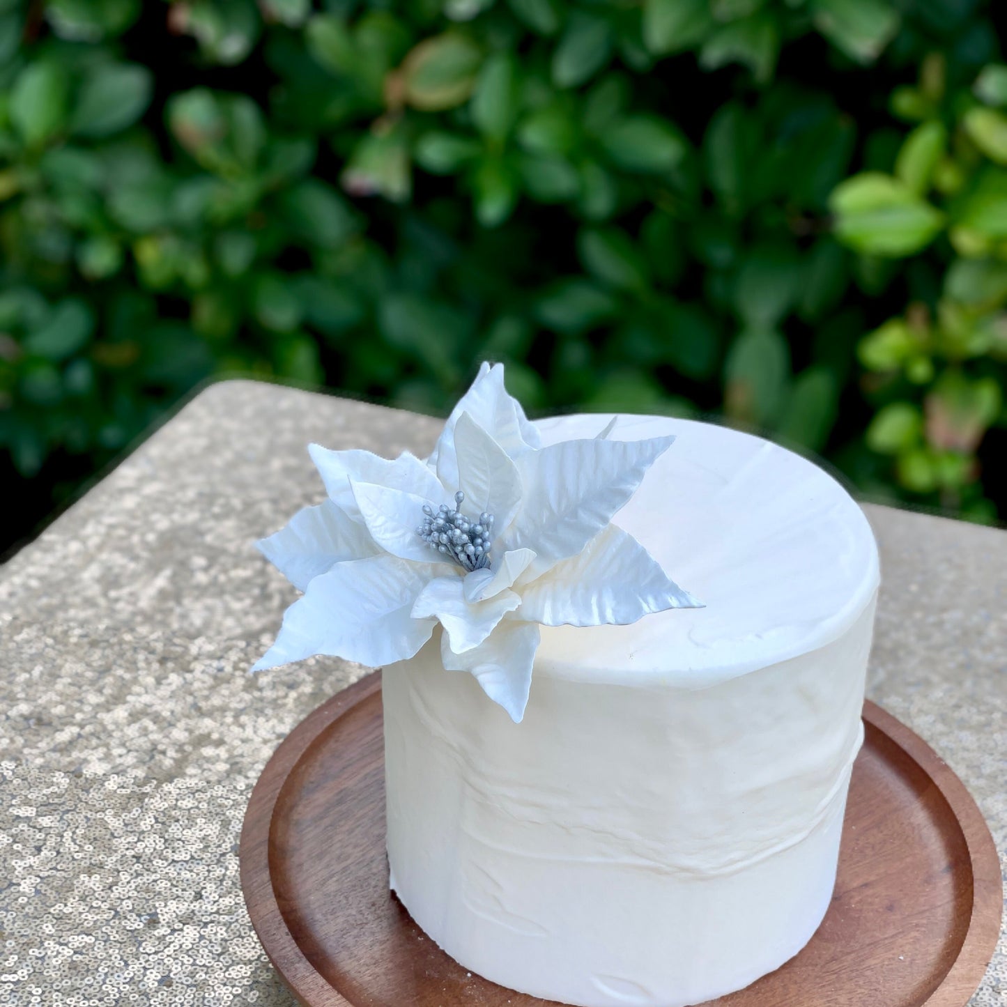 White and Silver Poinsettia Sugar Flower