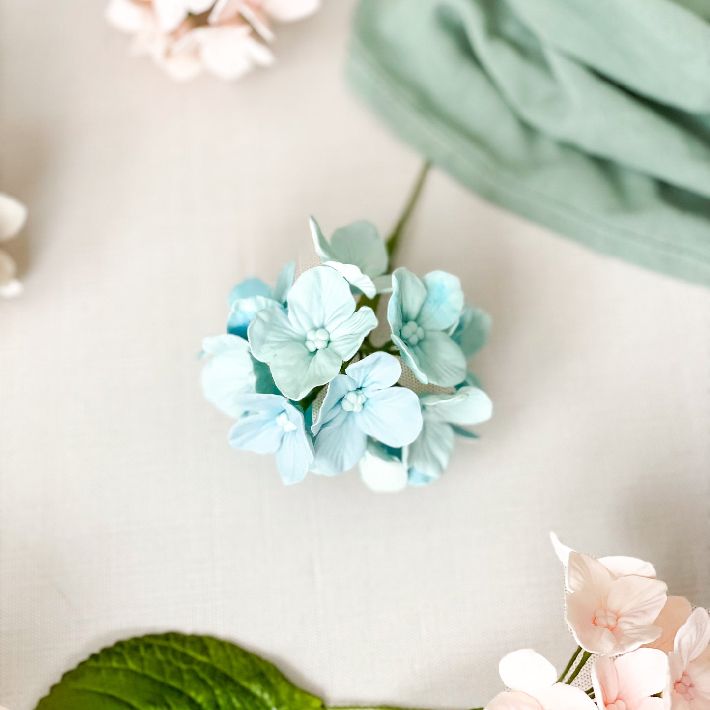 Light Blue Hydrangea Inflorescence Sugar Flower