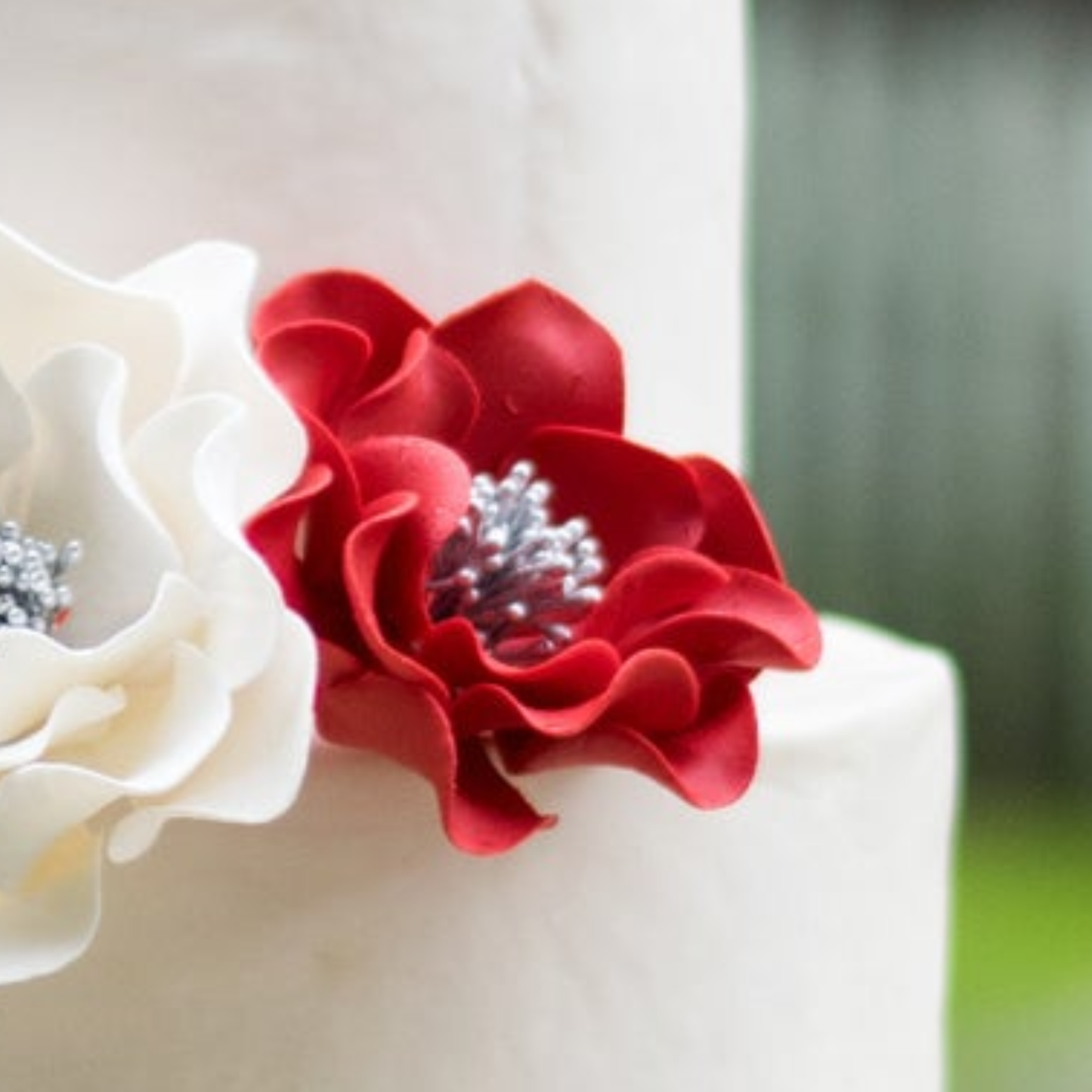 Open Rose Sugar Flower Wedding Cake Toppers
