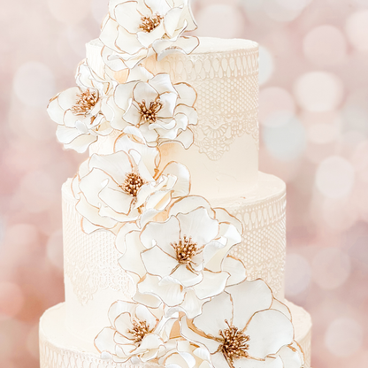 Gold Trimmed Classic Cascade — Ready to Ship Wedding Cake Flowers