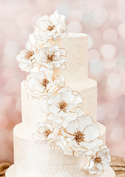 Gold Trimmed Classic Cascade — Ready to Ship Wedding Cake Flowers