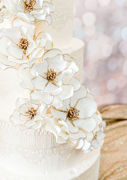 Gold Trimmed Classic Cascade — Ready to Ship Wedding Cake Flowers