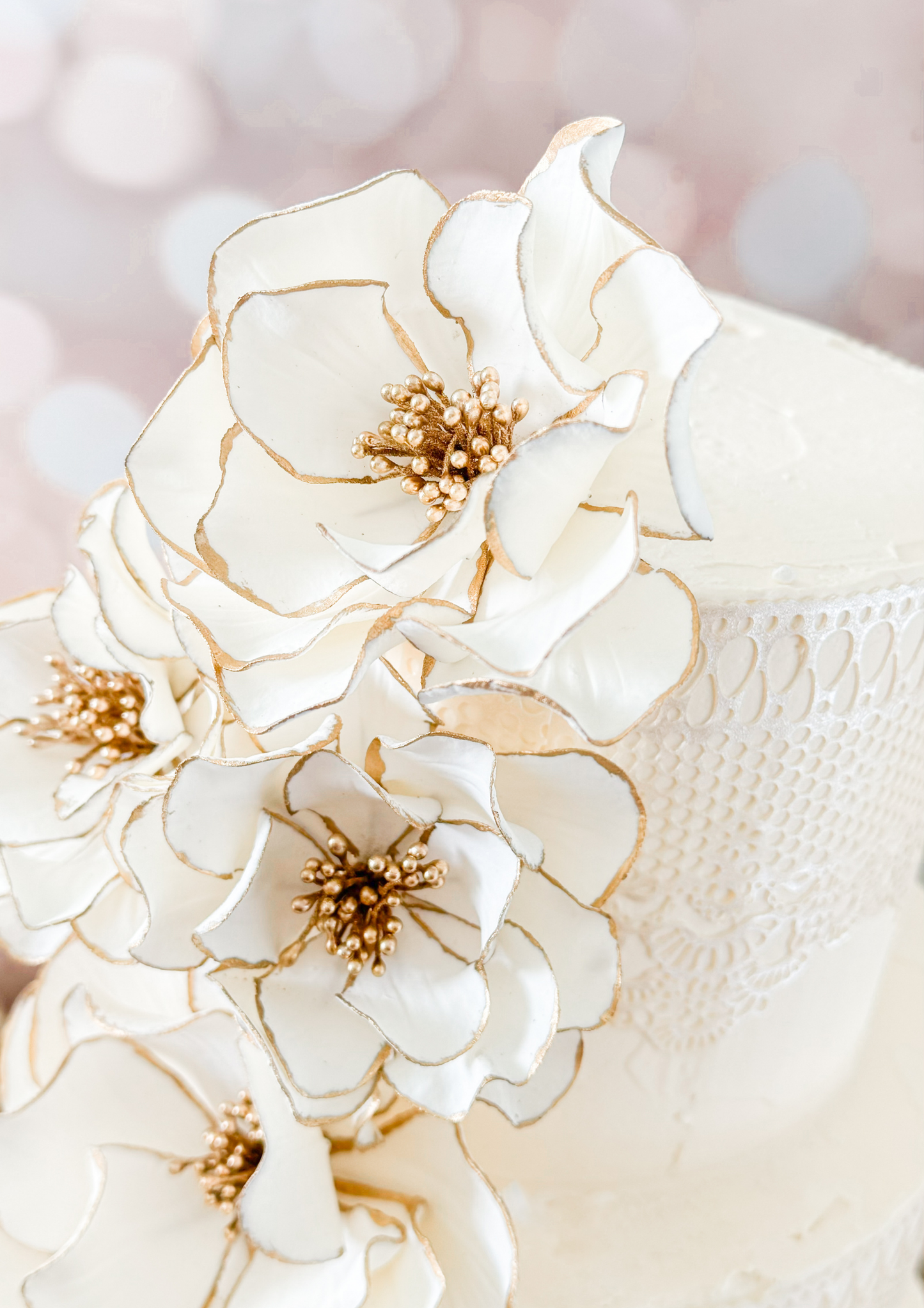 Gold Trimmed Classic Cascade — Ready to Ship Wedding Cake Flowers