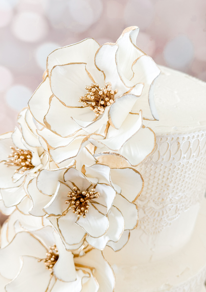Gold Trimmed Classic Cascade — Ready to Ship Wedding Cake Flowers