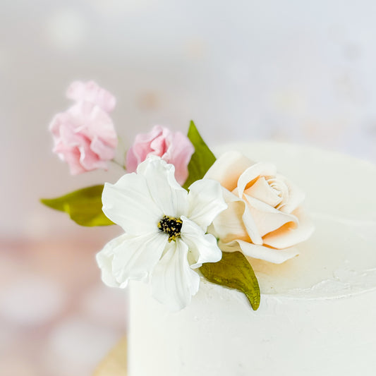 Cosmos + Rose Floral Cake Topper