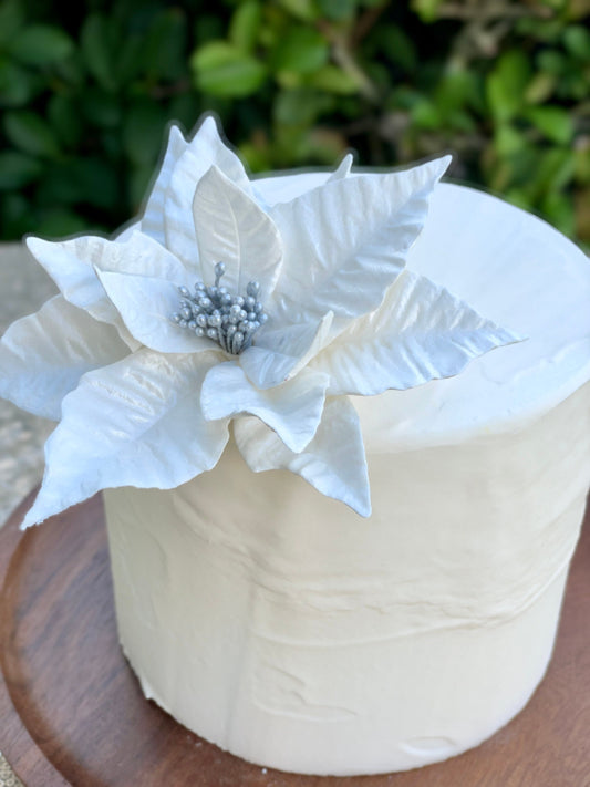 White and Silver Poinsettia Sugar Flower