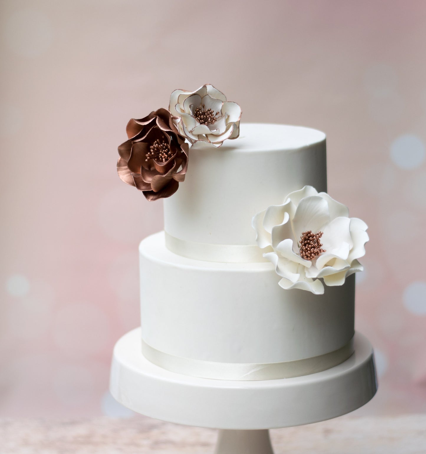 Open Rose Sugar Flower Wedding Cake Toppers