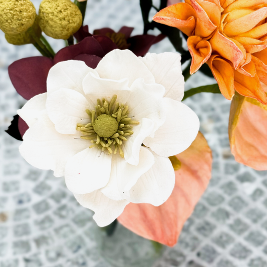 White and Yellow Anemone Sugar Flower